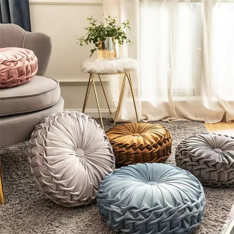Round Velvet Throw Pillow
